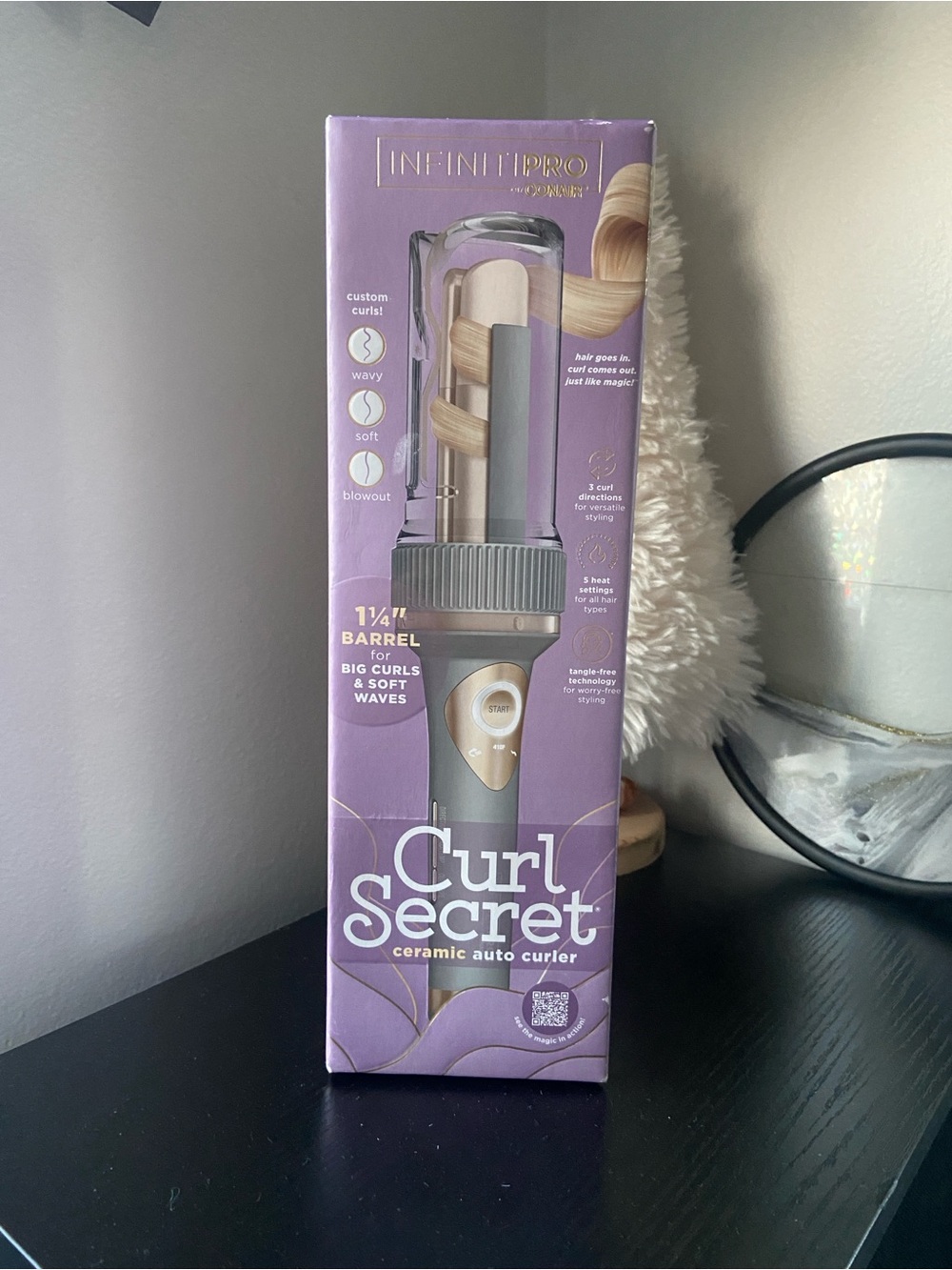 INFINITIPRO CONAIR Curl Secret Ceramic Auto Curling Iron 1 1/4 inch Barrel NWT